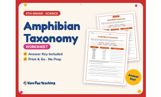 Amphibian Taxonomy Worksheet – 5th Grade Animals & Classification