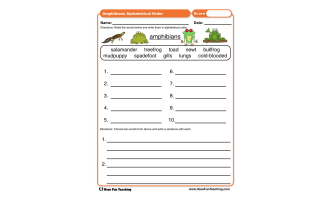 Amphibians Alphabetical Order Worksheet by Teach Simple