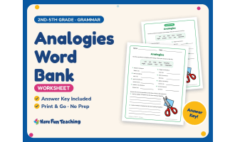 Analogies Word Bank Worksheet – 2nd-5th Grade Grammar Practice