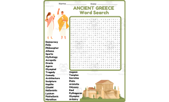 ANCIENT GREECE GREEK CIVILIZATION Word Search Worksheet Activity