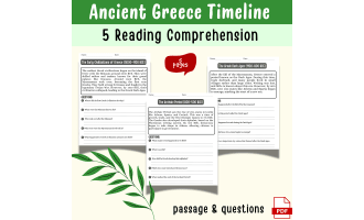 Ancient Greece Timeline Reading Comprehension & Question Worksheet Gre