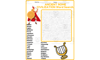 ANCIENT ROME CIVILIZATION Word Search Puzzle Worksheet Activity