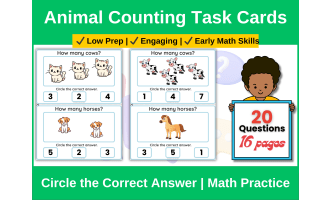 Animal Counting Task Cards | Circle the Answer Math Activity