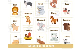 Animal Flashcard for toddler, Easy printing and cut out