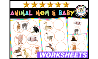 Animal Mom and Baby Matching Worksheet Vocabulary