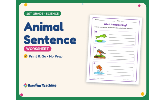 Animal Sentence Worksheet – 1st Grade Animals Practice