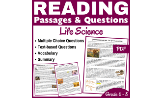 Animal Skin, Cats, & T. Rex: Reading Comprehension passages (PDF)