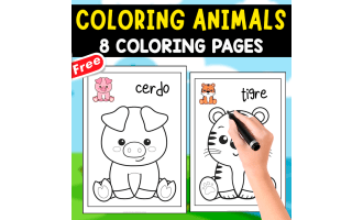 ANIMALS IN SPANISH | 8 FREE COLORING PAGES