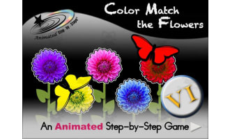 Animated Game: Color Match the Flowers VI