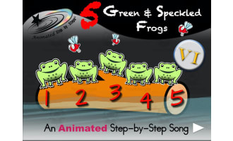 Animated Song: 5 Green and Speckled Frogs VI