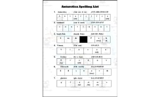 Antarctica Spelling List