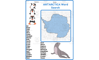 ANTARCTICA Word Search Puzzle Worksheet Activity