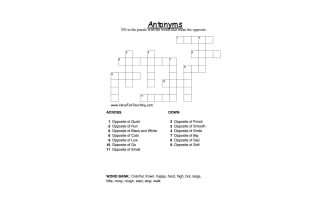 Antonyms Crossword Puzzle