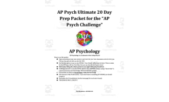 AP Psych Ultimate 20 Day Prep Packet for the “AP Psych Challenge”