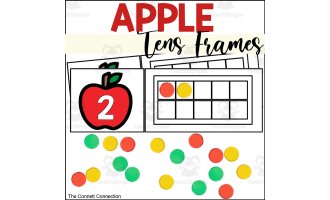 Apple Counting to 10 Tens Frames Task Cards