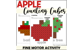 Apple Fine Motor Worksheets with Counting Cubes