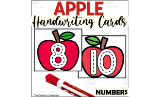 Apple Handwriting Tracing Cards for Numbers 0-20