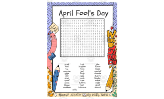 April Fool's Day word search puzzle worksheet activity