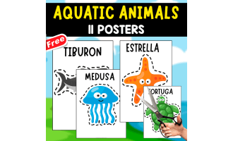 AQUATIC ANIMALS | 11 POSTERS IN SPANISH