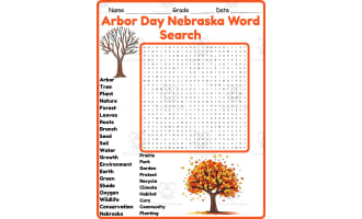 Arbor Day Nebraska Word Search 2nd 3rd 4th 5th Grade Worksheet