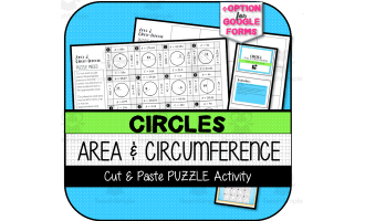 Area & Circumference of Circles Cut & Paste PUZZLE