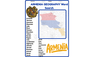 ARMENIA GEOGRAPHY Word Search Puzzle Worksheet Activity