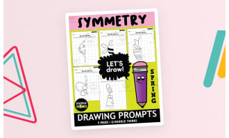 Art Worksheets Spring Things Symmetry Drawing Prompts