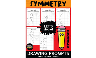 Art Worksheets Summer Things Symmetry Drawing Prompts