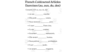 article contracté in french exercises with answers