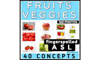 ASL Fruit Vegetable Flash Cards Vocabulary Resource | Real Photos