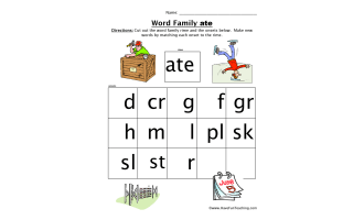 ATE Word Family Worksheet