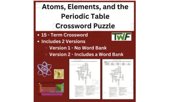 Atoms, Elements, and the Periodic Table Crossword Puzzle Activity
