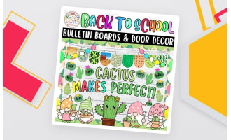 August And Cactus Back To School Bulletin Board or Door Decor Kit