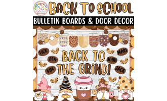 August And Coffee Back To School Bulletin board or door Decor kit