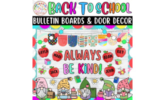 August And Gnome Back To School Bulletin board or door Decor kit