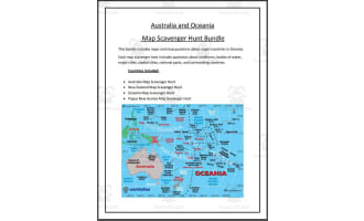 Australia and Oceania Map Scavenger Hunt Bundle