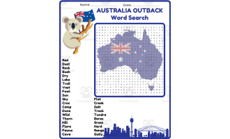 AUSTRALIA OUTBACK Word Search Puzzle Worksheet Activity
