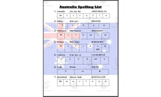 Australia Spelling List