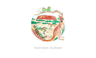 Australian Outback Habitat Watercolour Poster | Kangaroo Wildlife Poster