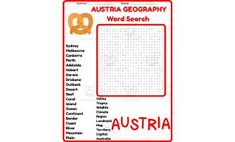 AUSTRIA GEOGRAPHY Word Search Puzzle Worksheet Activity