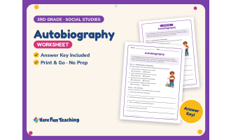 Autobiography Worksheet – 3rd Grade Biographies & Narrative Writing