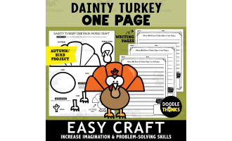 Autumn Turkey Paper Craft One Page Low Prep fot K - 3rd