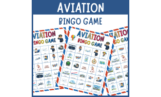 Aviation airport airplane pilot flight Bingo game vocabulary activity