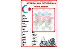 AZERBAIJAN GEOGRAPHY Word Search Puzzle Worksheet Activity