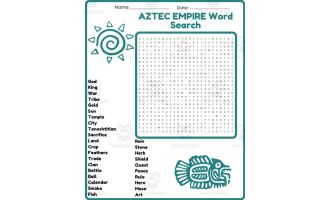AZTEC EMPIRE Word Search Puzzle Worksheet Activity - Mesoamerica Histo