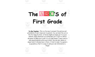 Back to School ABCs of 1st Grade
