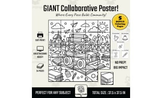 Back to School Collaborative Poster Pencil Car Art K-5