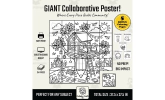 Back to School Collaborative Poster Pencil Treehouse Art K-5