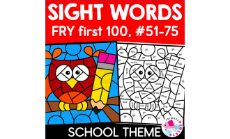 Back to School Color by Code - Sight Words First Grade FRY #51-75