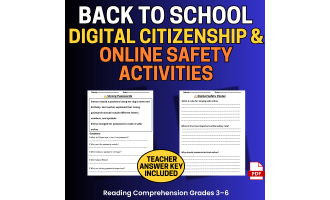 Back to School Digital Citizenship & Online Safety Activities Grades 6